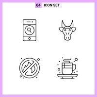 4 Icons in Line Style Outline Symbols on White Background Creative Vector Signs for Web mobile and Print