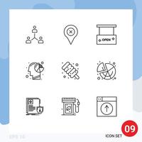 Group of 9 Outlines Signs and Symbols for graph salon pin open salon board Editable Vector Design Elements