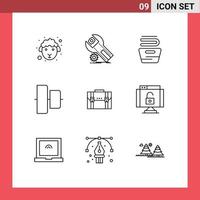 Outline Pack of 9 Universal Symbols of business vertical service center washing Editable Vector Design Elements