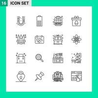 16 Thematic Vector Outlines and Editable Symbols of hat egg half box news Editable Vector Design Elements