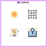 Universal Icon Symbols Group of 4 Modern Flat Icons of sun explore pixels powerpoint search Editable Vector Design Elements