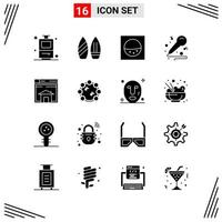 16 Icons Solid Style Grid Based Creative Glyph Symbols for Website Design Simple Solid Icon Signs Isolated on White Background 16 Icon Set vector