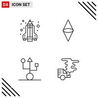 Pixle Perfect Set of 4 Line Icons Outline Icon Set for Webite Designing and Mobile Applications Interface vector