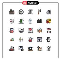 Set of 25 Modern UI Icons Symbols Signs for construction axe tool news axe ax Editable Vector Design Elements