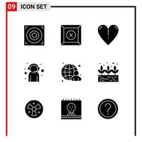 9 General Icons for website design print and mobile apps 9 Glyph Symbols Signs Isolated on White Background 9 Icon Pack vector