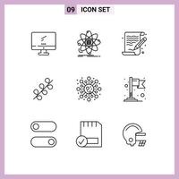 Universal Icon Symbols Group of 9 Modern Outlines of spring easter research catkin paint Editable Vector Design Elements