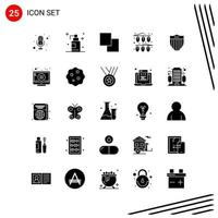 Collection of 25 Vector Icons in solid style Pixle Perfect Glyph Symbols for Web and Mobile Solid Icon Signs on White Background 25 Icons