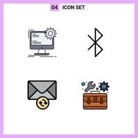 Universal Icon Symbols Group of 4 Modern Filledline Flat Colors of internet message site connection kit Editable Vector Design Elements