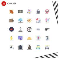 25 User Interface Flat Color Pack of modern Signs and Symbols of night internet card security lock Editable Vector Design Elements