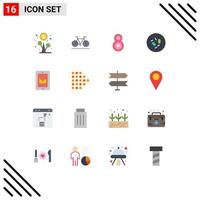 Set of 16 Commercial Flat Colors pack for chat microbe eight health biology Editable Pack of Creative Vector Design Elements