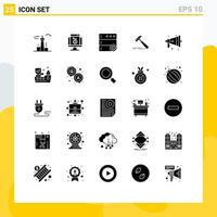 Editable Vector Line Pack of 25 Simple Solid Glyphs of carpenter tool ecommerce construction server Editable Vector Design Elements