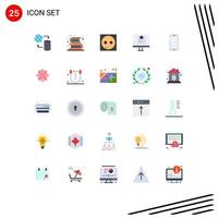 Set of 25 Vector Flat Colors on Grid for online delivery read computer equipment Editable Vector Design Elements