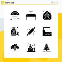 Collection of 9 Universal Solid Icons Icon Set for Web and Mobile vector