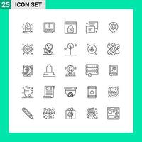 Editable Vector Line Pack of 25 Simple Lines of thank page files lock browser Editable Vector Design Elements