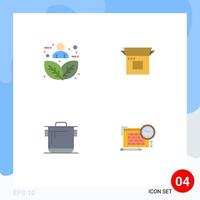 4 iconos planos universales establecidos para aplicaciones web y móviles liberación de hojas de plantas naturaleza negocios cocina elementos de diseño vectorial editables vector