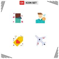 Editable Vector Line Pack of 4 Simple Flat Icons of chocolate salary sweet male black Editable Vector Design Elements