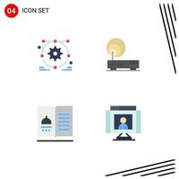 User Interface Pack of 4 Basic Flat Icons of development menu connection network thanksgiving Editable Vector Design Elements