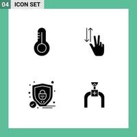 Universal Icon Symbols Group of 4 Modern Solid Glyphs of science security finger up pipeline Editable Vector Design Elements