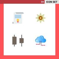 4 Thematic Vector Flat Icons and Editable Symbols of certificate horizontal document gear share Editable Vector Design Elements
