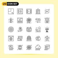 25 iconos creativos para el diseño moderno de sitios web y aplicaciones móviles receptivas 25 símbolos de contorno signos sobre fondo blanco paquete de 25 iconos vector