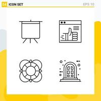 Collection of 4 Universal Line Icons Icon Set for Web and Mobile vector