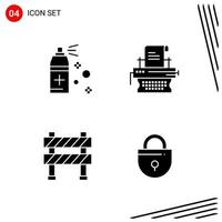 Collection of 4 Vector Icons in solid style Pixle Perfect Glyph Symbols for Web and Mobile Solid Icon Signs on White Background 4 Icons