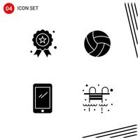 Collection of 4 Vector Icons in solid style Pixle Perfect Glyph Symbols for Web and Mobile Solid Icon Signs on White Background 4 Icons