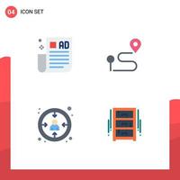4 Universal Flat Icon Signs Symbols of advertising tips customer tips navigation user Editable Vector Design Elements