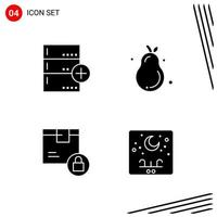 Collection of 4 Vector Icons in solid style Pixle Perfect Glyph Symbols for Web and Mobile Solid Icon Signs on White Background 4 Icons