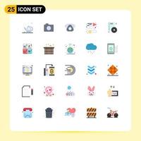 Universal Icon Symbols Group of 25 Modern Flat Colors of compact bluray call goal achieving Editable Vector Design Elements