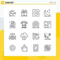 Collection of 16 Universal Line Icons Icon Set for Web and Mobile vector