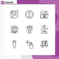 9 Universal Outline Signs Symbols of plumbing mechanical favorite celebration lantern Editable Vector Design Elements