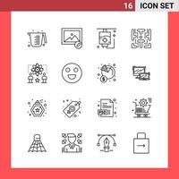 16 Icon Pack Line Style Outline Symbols on White Background Simple Signs for general designing vector