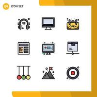 Modern Set of 9 Filledline Flat Colors Pictograph of online ui pc basic board Editable Vector Design Elements