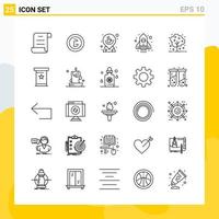 Collection of 25 Universal Line Icons Icon Set for Web and Mobile vector