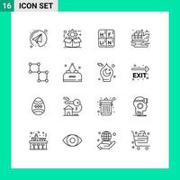 16 User Interface Outline Pack of modern Signs and Symbols of connection waste periodic pollution leaked Editable Vector Design Elements