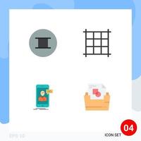 Modern Set of 4 Flat Icons and symbols such as ancient document pixels meeting file folder Editable Vector Design Elements