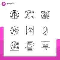 Outline Icon set Pack of 9 Line Icons isolated on White Background for responsive Website Design Print and Mobile Applications vector