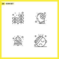 4 iconos creativos signos y símbolos modernos de campana de playa árbol boda humana elementos de diseño vectorial editables vector