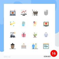 Group of 16 Modern Flat Colors Set for intersect mouse cart electronic cursor Editable Pack of Creative Vector Design Elements