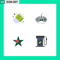 conjunto de iconos planos de interfaz móvil de 4 pictogramas de back to school star joystick gamepad ecología elementos de diseño vectorial editables vector