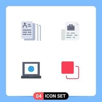 Group of 4 Modern Flat Icons Set for document laptop search file four Editable Vector Design Elements