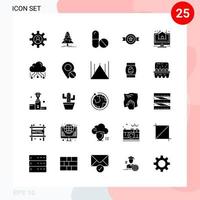 Vector Pack of 25 Icons in Solid Style Creative Glyph Pack isolated on White Background for Web and Mobile