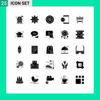 Modern Set of 25 Solid Glyphs Pictograph of board device movie development coding Editable Vector Design Elements