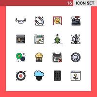 16 iconos creativos signos y símbolos modernos de la meca compras gong registro efectivo elementos de diseño de vectores creativos editables