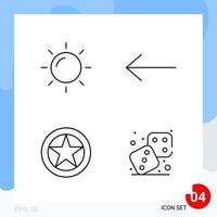 Modern Pack of 4 Icons Line Outline Symbols isolated on White Backgound for Website designing vector