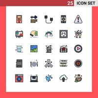 Set of 25 Modern UI Icons Symbols Signs for alert warning computers signaling hardware Editable Vector Design Elements