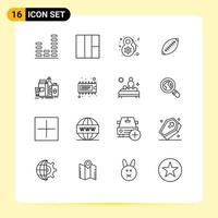 Pictogram Set of 16 Simple Outlines of branding sydney celebrate sport rugby Editable Vector Design Elements