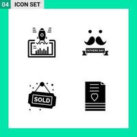 Pack of 4 Solid Style Icon Set Glyph Symbols for print Creative Signs Isolated on White Background 4 Icon Set vector