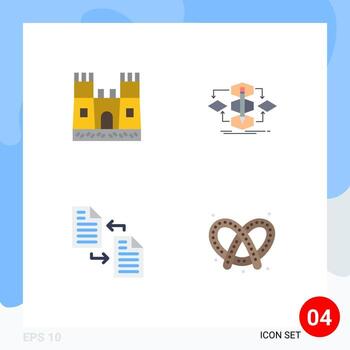 conjunto de 4 iconos de interfaz de usuario modernos signos de símbolos para elementos de diseño de vector editables de página de modelo de algoritmo de documento de playa